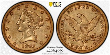 1865-S $10 XF45