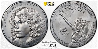 2021-P $1 Christa McAuliffe MS70