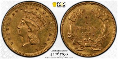 1873 G$1 Open 3 MS61
