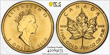 1998 $1 Maple Leaf/Au MS68
