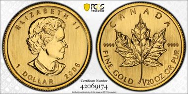 2006 $1 Maple Leaf Au MS66