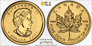 2007 $1 Maple Leaf/Au MS68