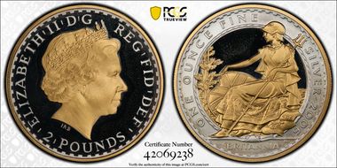 2006 £2 S-BF10A Britannia Seated Gilt PR68DCAM