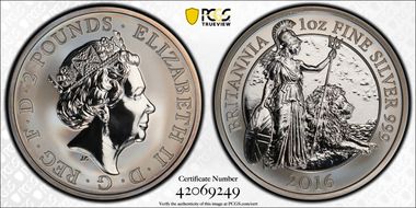 2016 £2 Britannia Rev PR Ag PR69