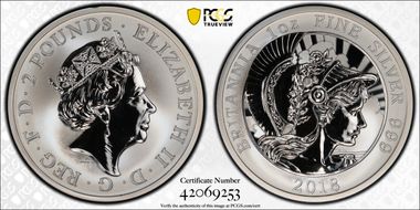 2018 £2 Britannia Classic Ag Rev PR PR69