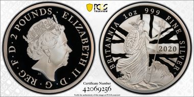 2020 £2 Britannia Ag PR70DCAM