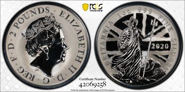 2020 £2 Britannia Rev PR Ag Spirit of a Nation PR69