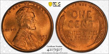 1953-S 1C MS66RD