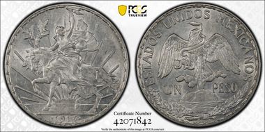 1914 Peso KM-453 AU58