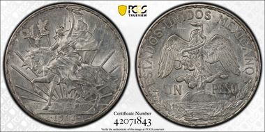 1913 Peso KM-453 Caballito AU55