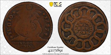 1787 Fugio 1C States United, 4 Cinq F15BN