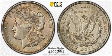 1921 $1 Morgan AU55