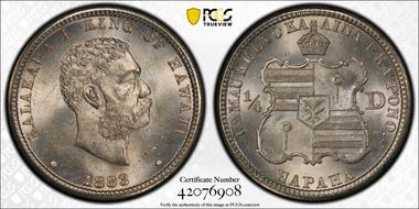 1883 25C Hawaii MS65