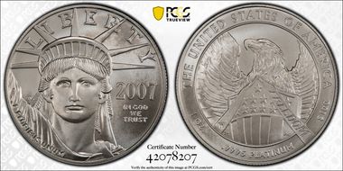 2007-W $100 Burnished St. of Liberty SP70