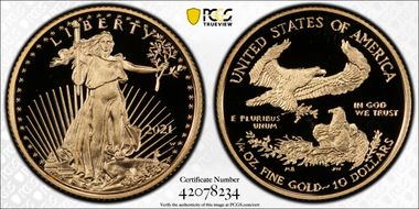 2021-W $10 Gold Eagle - Type 1 First Strike PR69DCAM