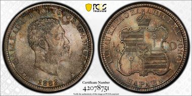 1883 25C Hawaii MS66