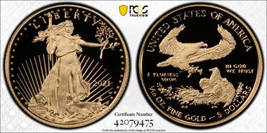 2021-W $5 Gold Eagle - Type 1 First Strike PR69DCAM