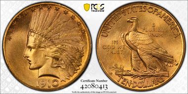 1910-S $10 MS64+
