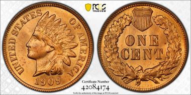 1909 1C Indian MS65RD