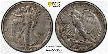 1917-S 50C Obverse XF45