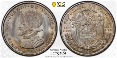 1953 1/4 B Republic of Panama 50th Ann. MS66