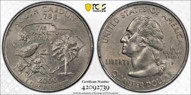 2000-P 25C South Carolina AU58