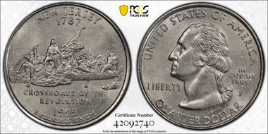 1999-P 25C New Jersey AU58