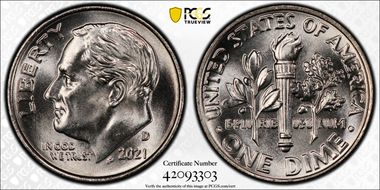 2021-D 10C Early Find MS67FB