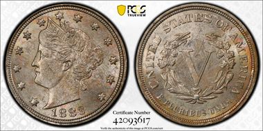 1883 5C No CENTS MS63