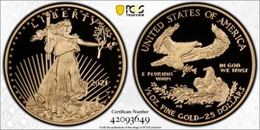 2021-W $25 Gold Eagle - Type 1 First Strike PR69DCAM