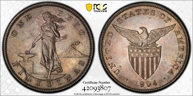 1904 Peso KM-168  Ag MS64