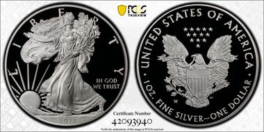 2021-W  $1 Silver Eagle - Type 1 PR70DCAM