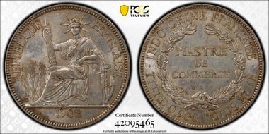 1908-A Piastre Lec-291 AU58