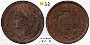 1835 1C Head of 1836 MS66+ BN