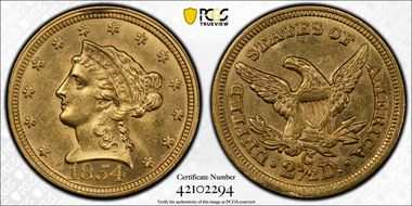 1854-C $2.50 MS63