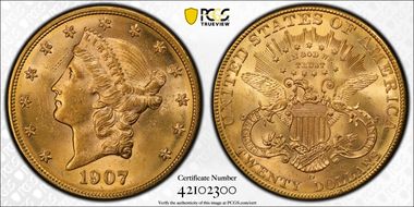 1907-D $20 MS62
