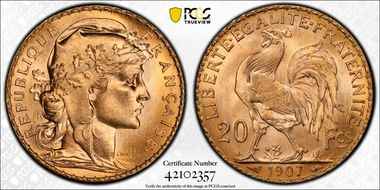 1907 20 Fr Gad-1064a F-535 Refrappe MS66+ 