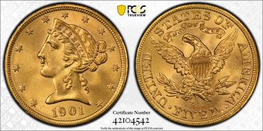 1901-S $5 MS67