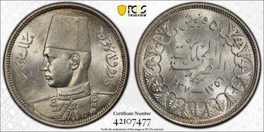 AH1356-1937 5 Pst KM-366  Ag MS64