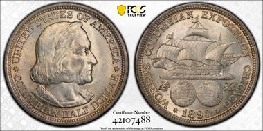 1893 50C Columbian MS62