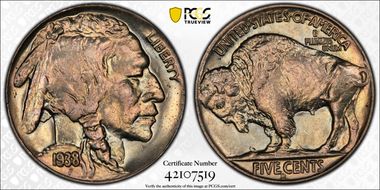 1938-D 5C Overmintmark FS-515 MS65