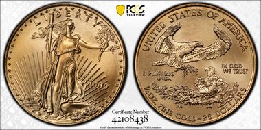 1999 $25 Gold Eagle MS70