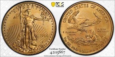 2014 $5 Gold Eagle MS68