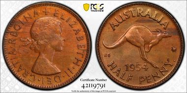 1954 Y. (p) 1/2D MS64RB