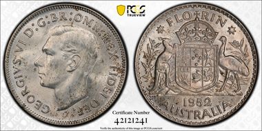 1952(m) Florin KM-48  Ag MS65
