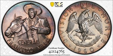1960 Medal Grove-P-372a Ag General Francisco Villa MS63