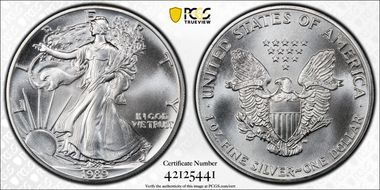 1989 $1 Silver Eagle MS70