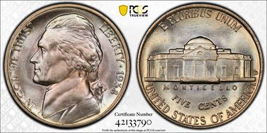 1938-D 5C Jefferson MS67