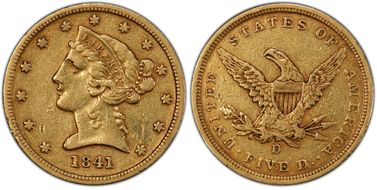 1841-D $5 Tall D VF35