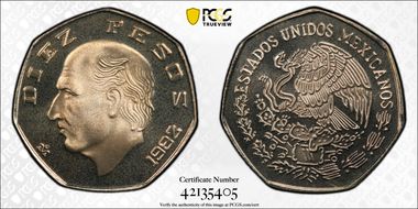 1982-Mo 10 Peso KM-477.2 PR67CAM